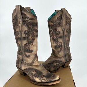 Corral Brown Embroidered Leather Western Boots Rodeo Cowgirl Women's 7